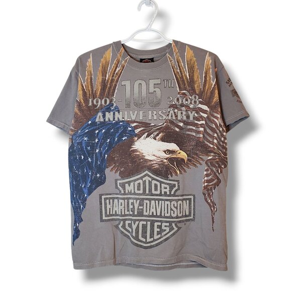 Harley-Davidson Other - Y2k Harley Davidson All Over Print Graphic Shirt Gray Size M